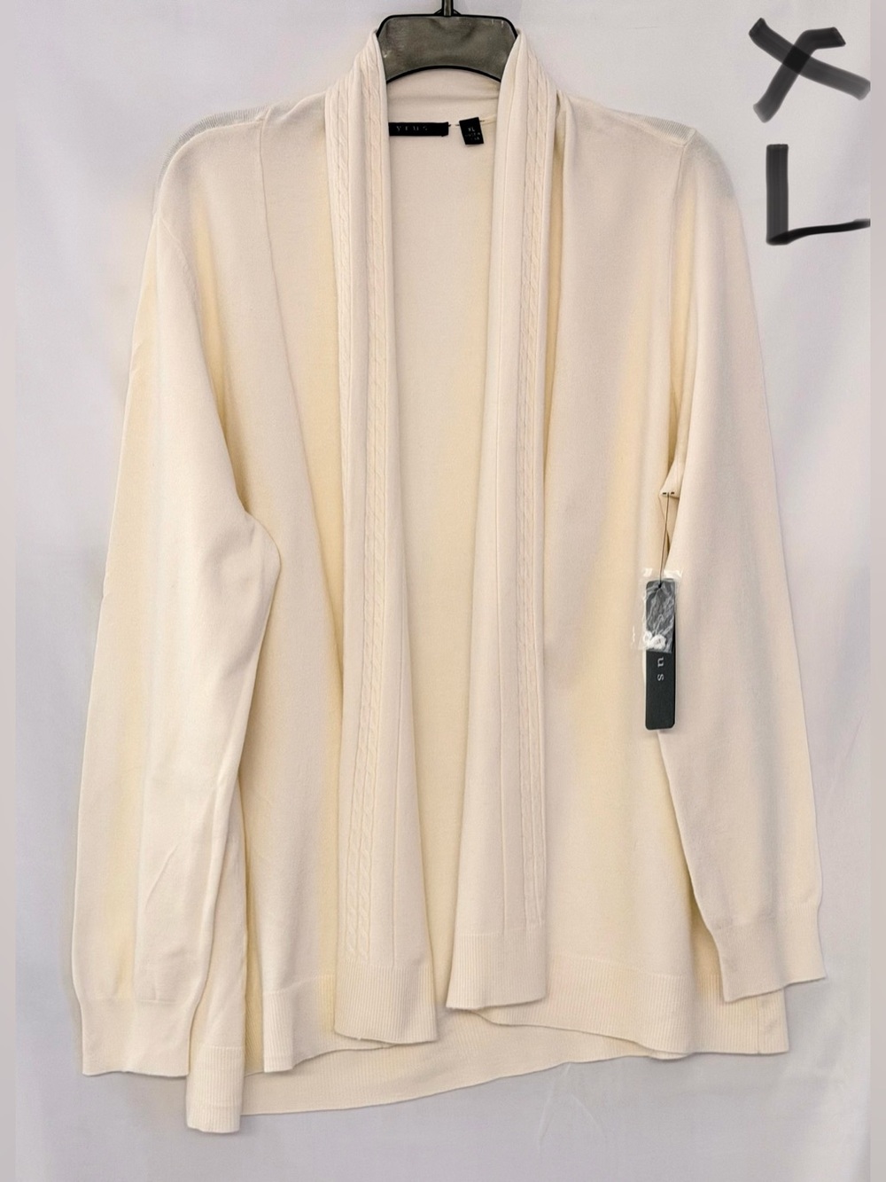 Cyrus Cream Open-Front Draped Cardigan